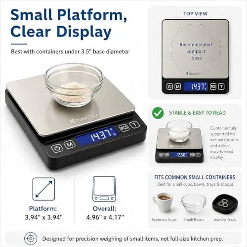K KitchenTour Black 500g x 0.01g Precision Digital Scale | Accurate Weighing for Coffee, Jewelry, and Ingredients thumbnail 3