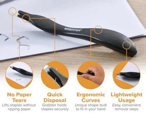 Bostitch Office Easy Staple Remover 3-Pack (Black) | Magnetic Tip & Push-Style Mechanism thumbnail 6