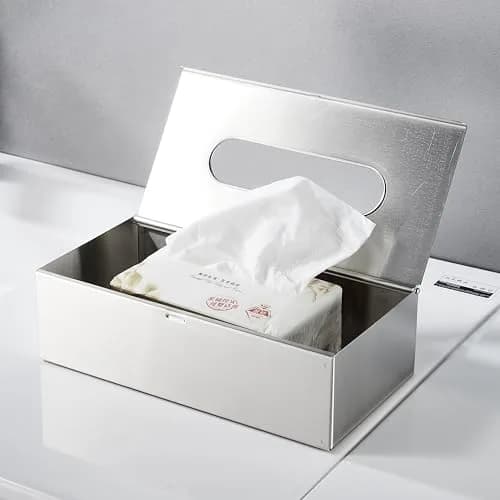 JunSun Rectangular Tissue Box Cover - Brushed Nickel Stainless Steel | Modern Bathroom & Bedroom Decor (70-120 chars) thumbnail 5