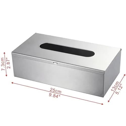 JunSun Rectangular Tissue Box Cover - Brushed Nickel Stainless Steel | Modern Bathroom & Bedroom Decor (70-120 chars) thumbnail 7
