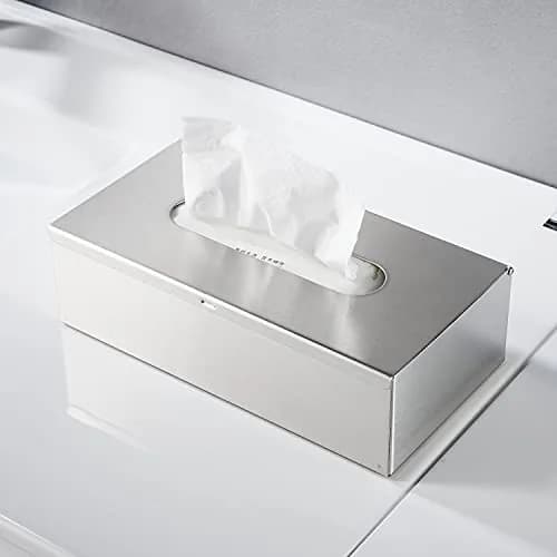 JunSun Rectangular Tissue Box Cover - Brushed Nickel Stainless Steel | Modern Bathroom & Bedroom Decor (70-120 chars) thumbnail 9