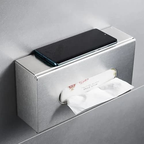 JunSun Rectangular Tissue Box Cover - Brushed Nickel Stainless Steel | Modern Bathroom & Bedroom Decor (70-120 chars) thumbnail 3