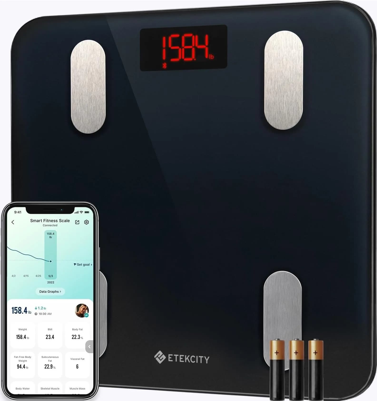 Etekcity Smart Body Composition Scale 180kg (400 lb) | FDA Approved Health Monitor - main product image