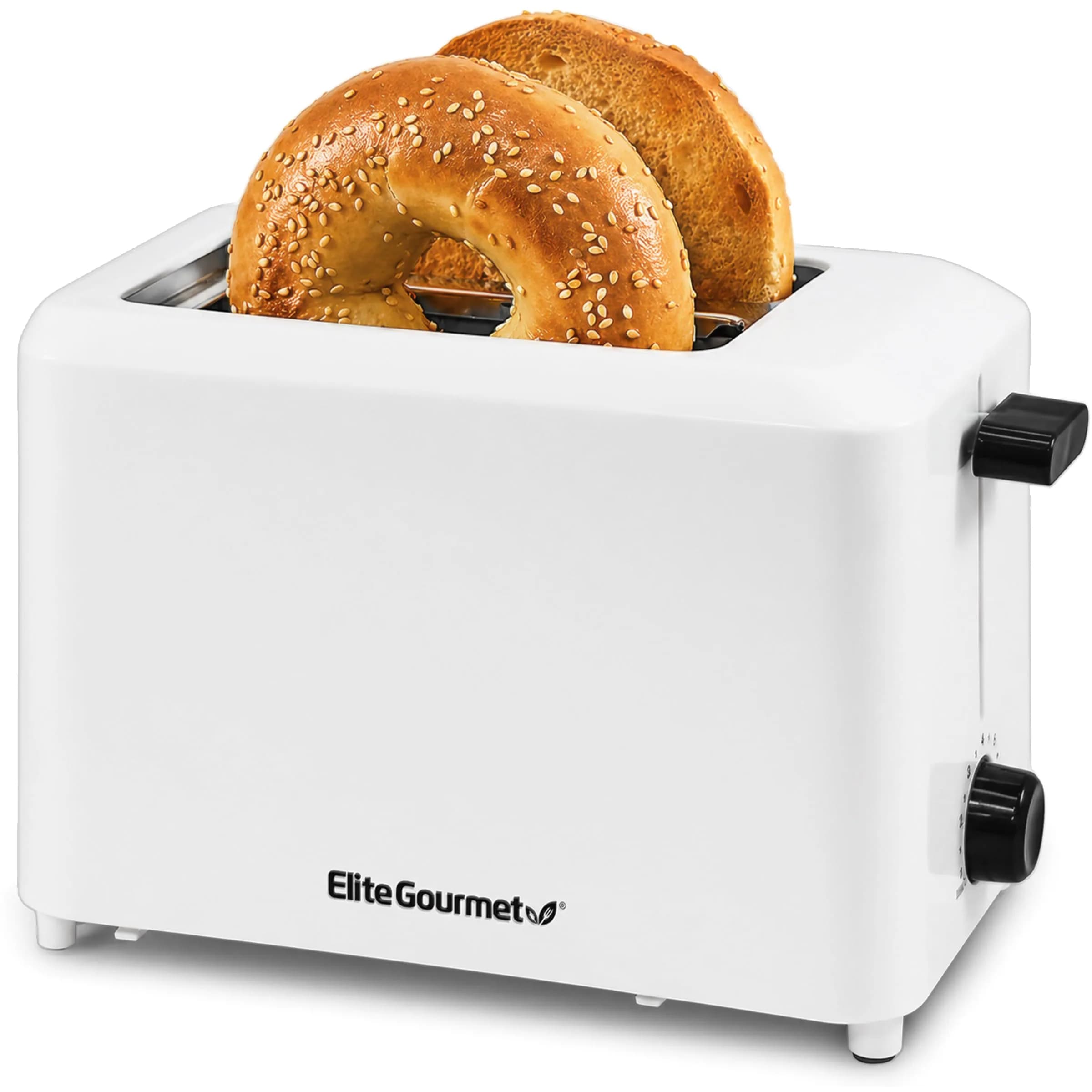 Elite Gourmet Cool-Touch 2-Slice Toaster with 1.5" Extra-Wide Slots & 7 Toast Settings | White — White