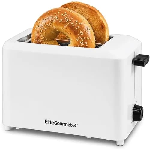 Elite Gourmet Cool-Touch 2-Slice Toaster with 1.5" Extra-Wide Slots & 7 Toast Settings | White thumbnail 1