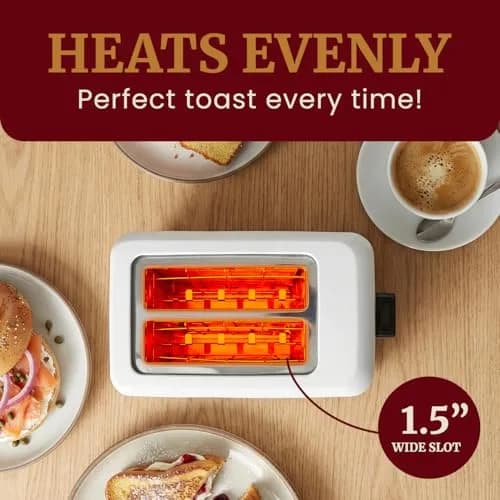 Elite Gourmet Cool-Touch 2-Slice Toaster with 1.5" Extra-Wide Slots & 7 Toast Settings | White thumbnail 3