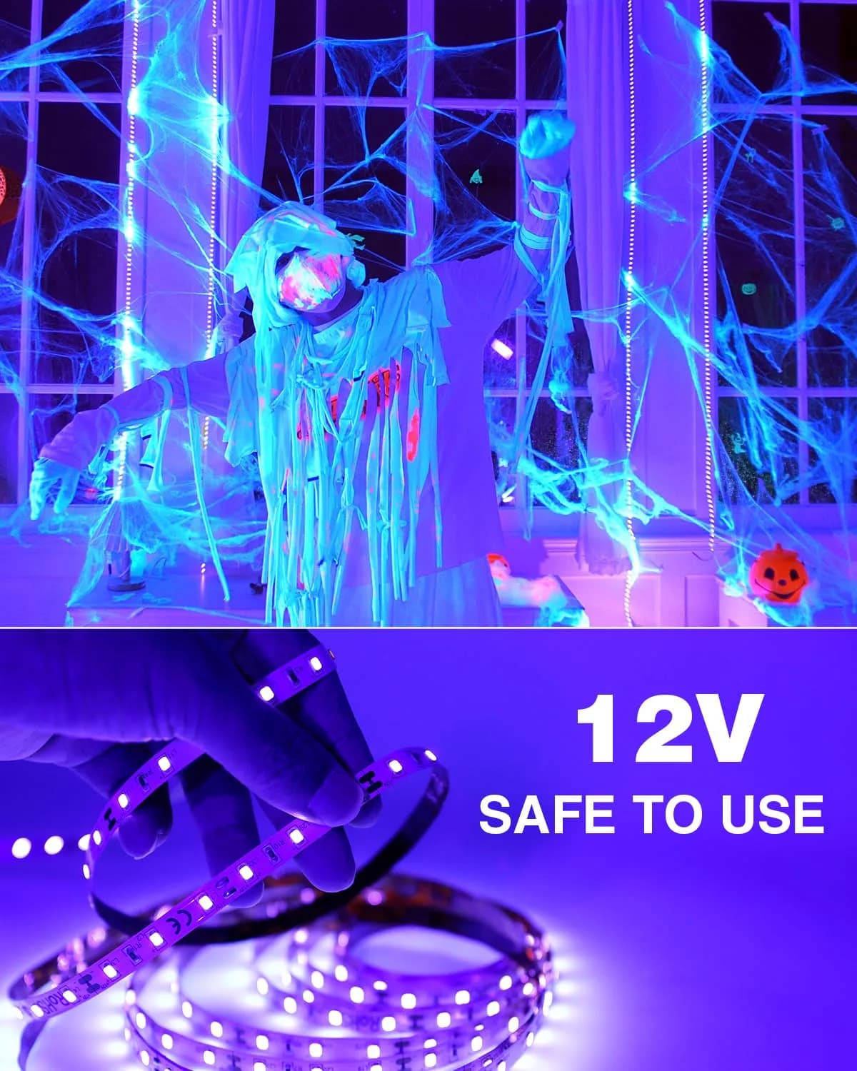 Onforu 10m (32.8ft) Black Light LED Strip Kit | 600 LEDs for Glow Parties & Halloween - view 5