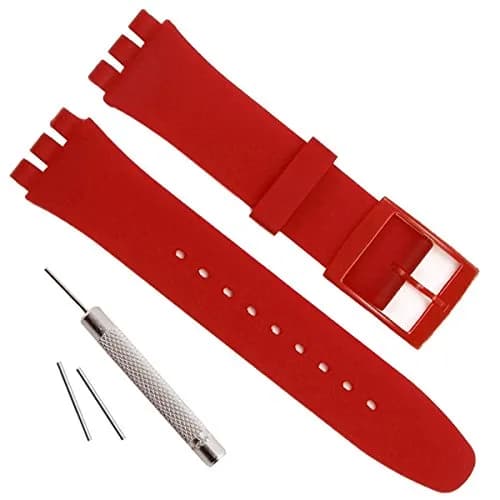 GREENOLIVE Red Silicone Watch Strap for Swatch 17mm | Water-Resistant & Skin-Friendly thumbnail 1