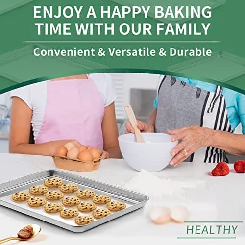 HKJ Chef Stainless Steel Baking Sheets Set of 2 | 16 x 12 inch Non-Toxic & Easy to Clean thumbnail 7