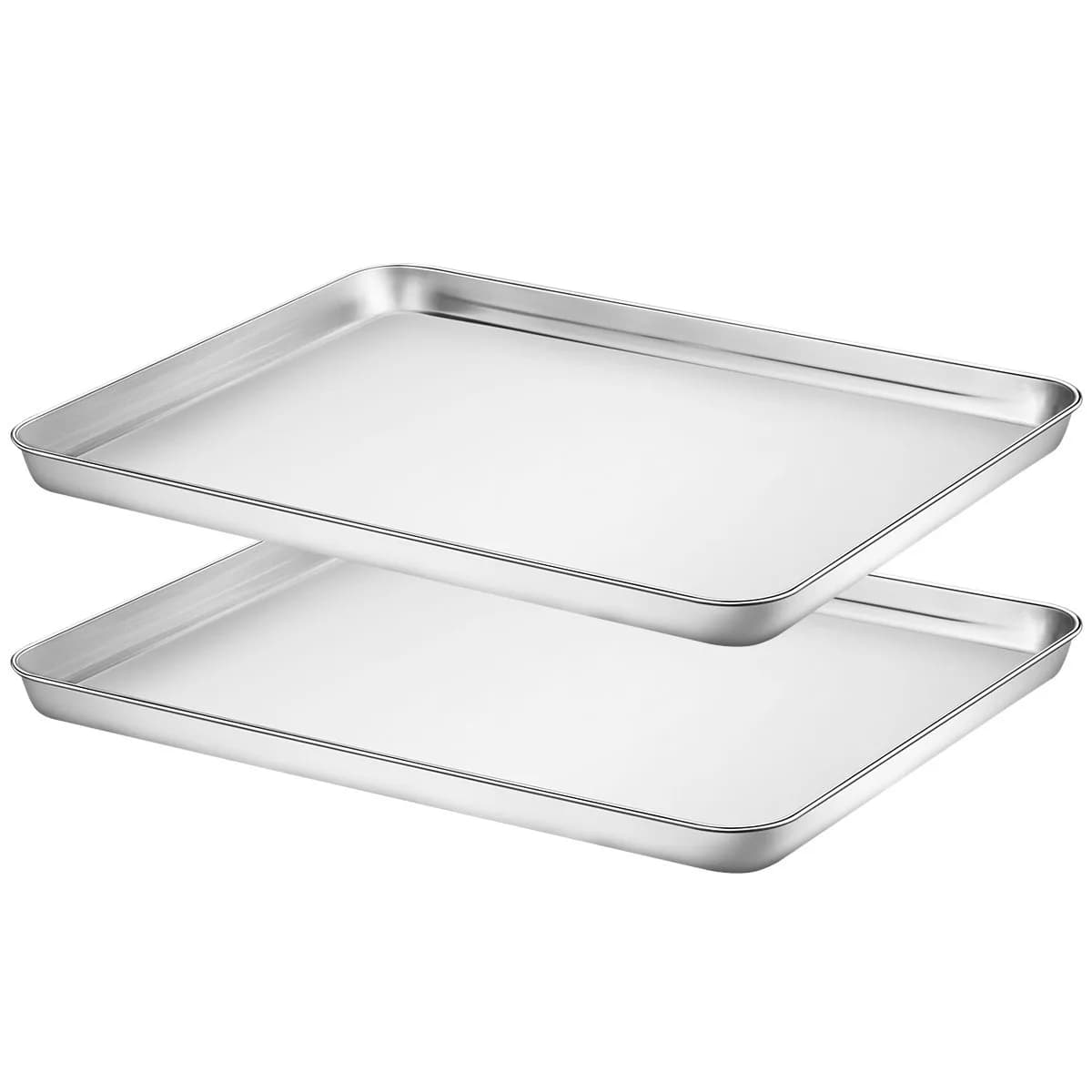 HKJ Chef Stainless Steel Baking Sheets Set of 2 | 16 x 12 inch Non-Toxic & Easy to Clean