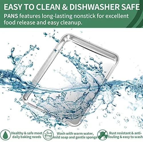 HKJ Chef Stainless Steel Baking Sheets Set of 2 | 16 x 12 inch Non-Toxic & Easy to Clean thumbnail 4