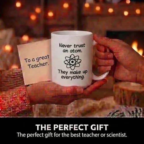 Artisan Owl "Never Trust an Atom, They Make Up Everything" 15oz Ceramic Coffee Cup | Funny Science Joke Mug for Scientists, Teachers, Nerds & Geeks thumbnail 5