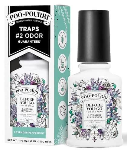 Poo-Pourri Before-You-Go Toilet Spray Lavender Peppermint 59ml (2 Fl Oz) | Funk Lock Technology for Odor Control thumbnail 1