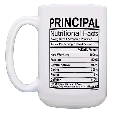 ThisWear Principal Nutritional Facts Label 15oz Coffee Mug - 1 Pack | Classic White Ceramic thumbnail 4