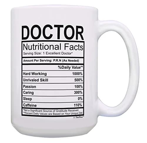 ThisWear Doctor Nutritional Facts Label 15oz Coffee Mug | Classic White Ceramic 15oz thumbnail 1