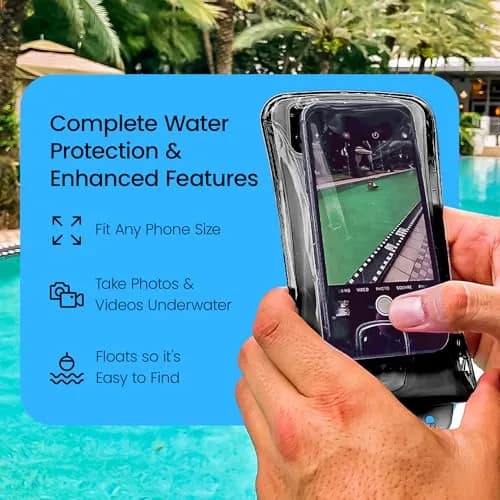 AquaVault Floating Waterproof Phone Pouch Case Universal for iPhone Android | Buoyant, Clear, 30Ft Underwater Access thumbnail 4