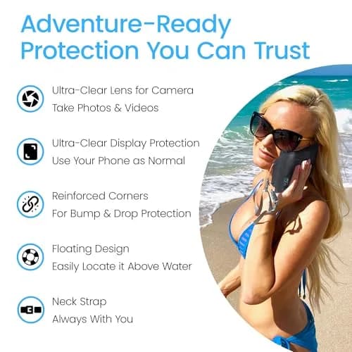 AquaVault Floating Waterproof Phone Pouch Case Universal for iPhone Android | Buoyant, Clear, 30Ft Underwater Access thumbnail 5