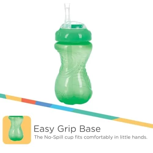 Nuby No-Spill Soft Straw Easy Grip Sippy Cup 300ml (10 Oz) 3-Pack | Spill-Proof Toddler Cup for Babies 12+ Months thumbnail 5