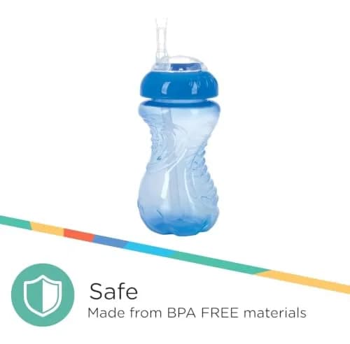 Nuby No-Spill Soft Straw Easy Grip Sippy Cup 300ml (10 Oz) 3-Pack | Spill-Proof Toddler Cup for Babies 12+ Months thumbnail 6