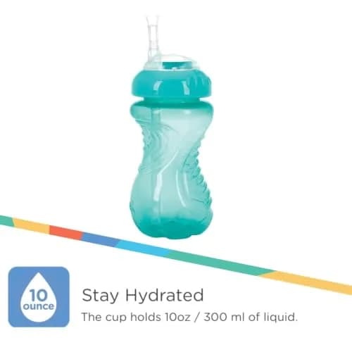 Nuby No-Spill Soft Straw Easy Grip Sippy Cup 300ml (10 Oz) 3-Pack | Spill-Proof Toddler Cup for Babies 12+ Months thumbnail 7