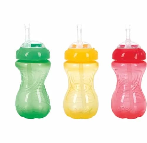 Nuby No-Spill Soft Straw Easy Grip Sippy Cup 300ml (10 Oz) 3-Pack | Spill-Proof Toddler Cup for Babies 12+ Months thumbnail 2