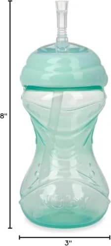 Nuby No-Spill Soft Straw Easy Grip Sippy Cup 300ml (10 Oz) 3-Pack | Spill-Proof Toddler Cup for Babies 12+ Months thumbnail 3