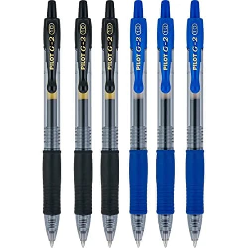 Pilot G2 pens retractable Gel Roller ballpoint Bold pt 1.0mm | Black & Blue Bundle, 6 Count thumbnail 1