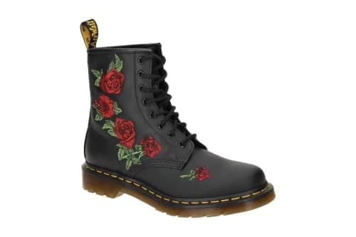 Dr. Martens 1460 Vonda Leather Boots 8 Eye Ankle Casual | Classic Rose Embroidery thumbnail 2