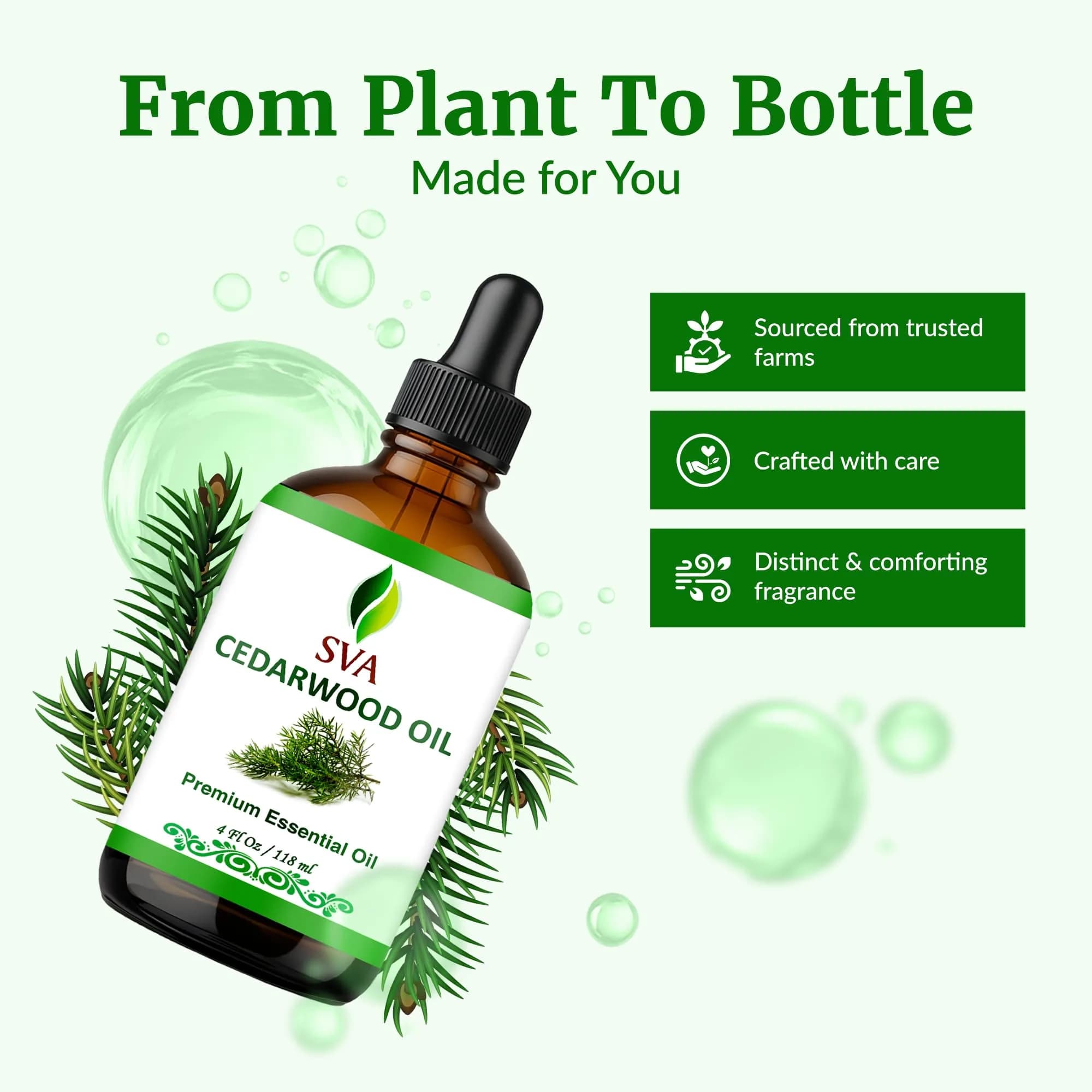 SVA ORGANICS Cedarwood Essential Oil 4 Fl Oz (118 mL) - 100% Pure & Natural - view 4