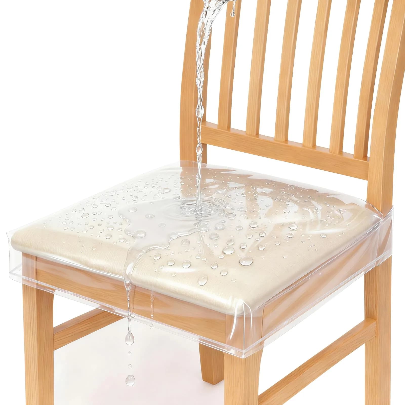 Zipcase Clear Dining Chair Covers 4 Pack 43cm (17") L x 46cm (18") W x 10cm (4") H | Protects Upholstery from Spills