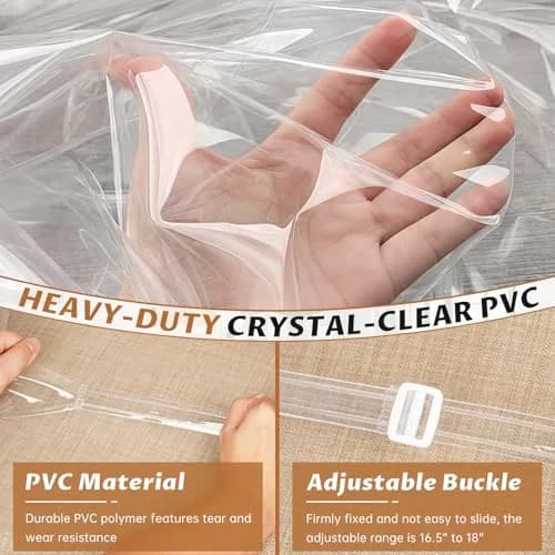 Zipcase Clear Dining Chair Covers 4 Pack 43cm (17") L x 46cm (18") W x 10cm (4") H | Protects Upholstery from Spills thumbnail 6