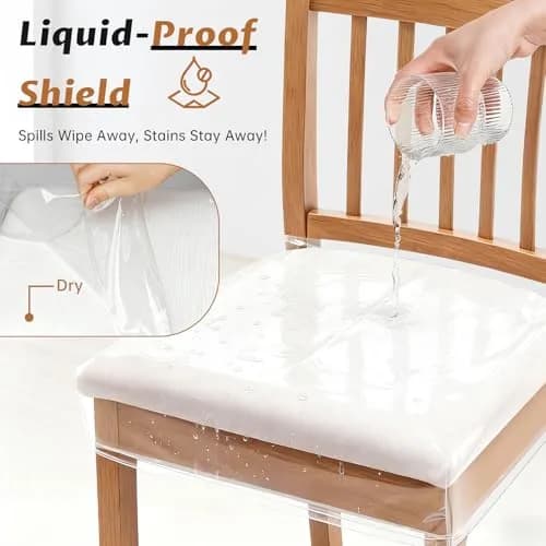 Zipcase Clear Dining Chair Covers 4 Pack 43cm (17") L x 46cm (18") W x 10cm (4") H | Protects Upholstery from Spills thumbnail 2