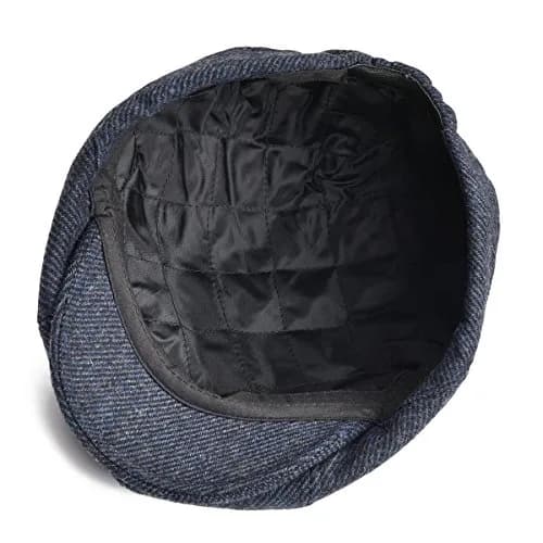 VOBOOM Men's Wool Blend 8 Panel Newsboy Cap Tweed Hat Navy 57-60cm (22.4-23.6in) | Vintage Herringbone Style thumbnail 6