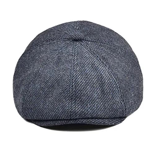 VOBOOM Men's Wool Blend 8 Panel Newsboy Cap Tweed Hat Navy 57-60cm (22.4-23.6in) | Vintage Herringbone Style thumbnail 3