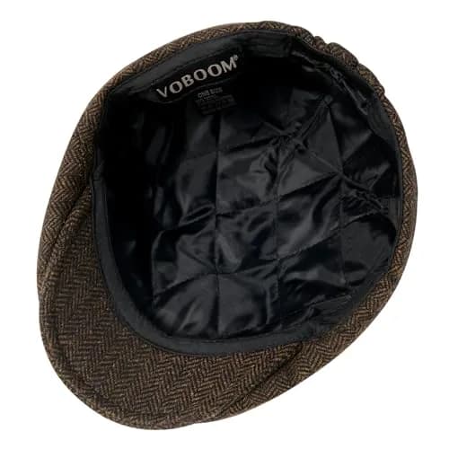 VOBOOM Men's Wool Blend 8 Panel Newsboy Cap Tweed Hat (Herringbone Coffee) 57-60cm | Vintage Style for Cool Weather thumbnail 6