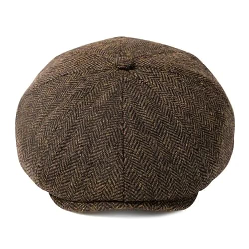 VOBOOM Men's Wool Blend 8 Panel Newsboy Cap Tweed Hat (Herringbone Coffee) 57-60cm | Vintage Style for Cool Weather thumbnail 2