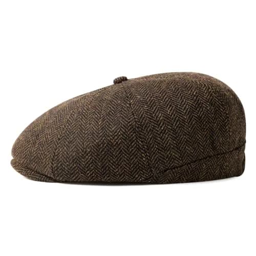 VOBOOM Men's Wool Blend 8 Panel Newsboy Cap Tweed Hat (Herringbone Coffee) 57-60cm | Vintage Style for Cool Weather thumbnail 3