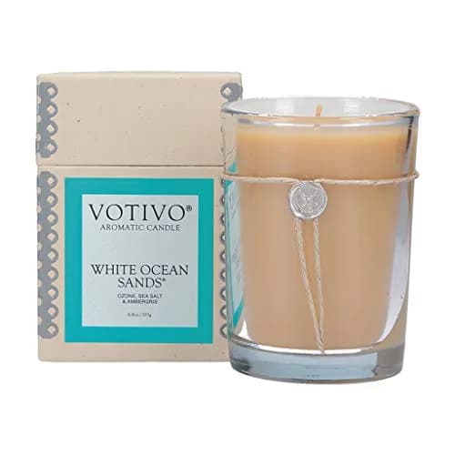 Votivo 6.8oz Aromatic Candle-White Ocean Sands | Full-bodied Beach Fragrance (70-120 chars) thumbnail 1