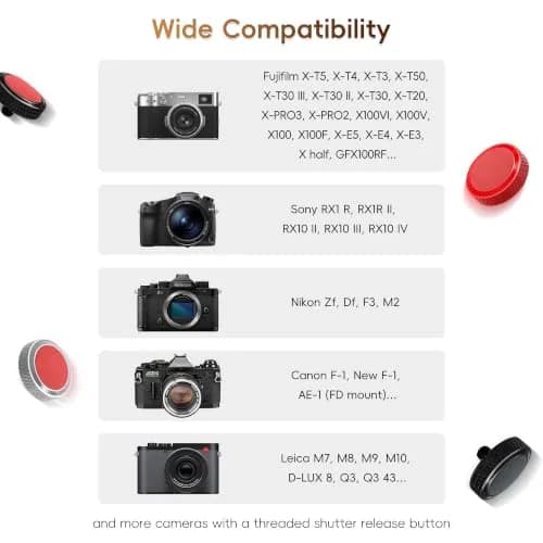 JJC Camera Soft Shutter Release Button for Fuji Fujifilm Leica Nikon Sony | Comfortable Copper & Leather thumbnail 3
