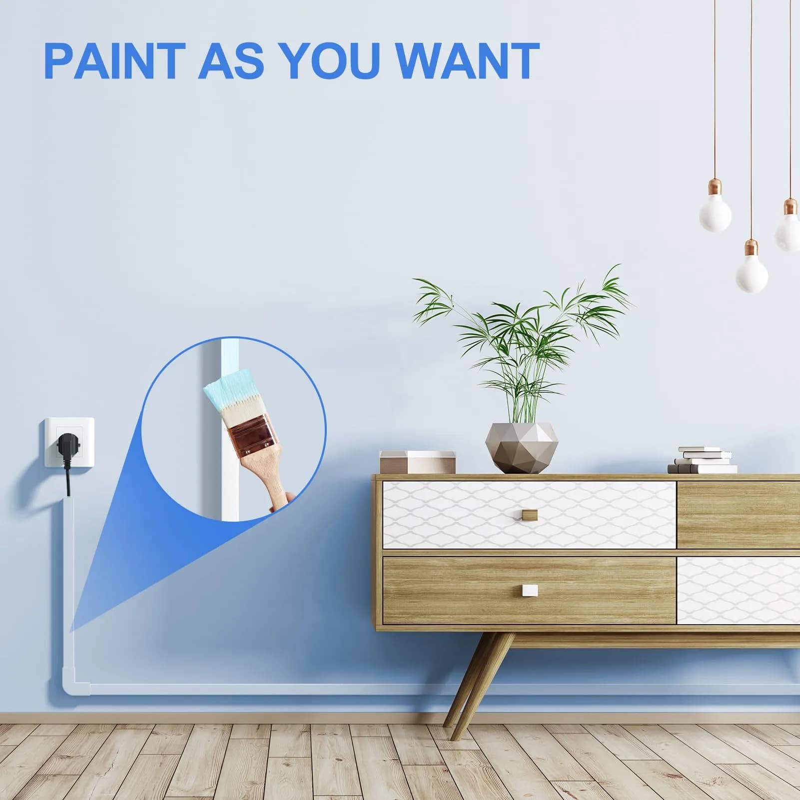 Yecaye White Cord Hider Kit 3.6m (113in) | Conceals 2 Small Wires for Home & Office - view 6