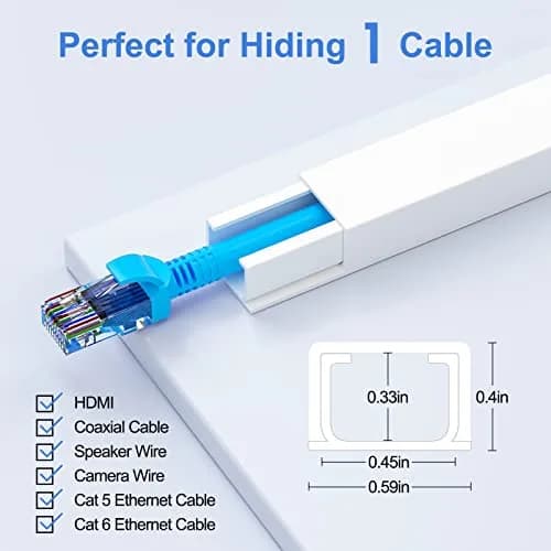 Yecaye White Cord Hider Kit 3.6m (113in) | Conceals 2 Small Wires for Home & Office thumbnail 2