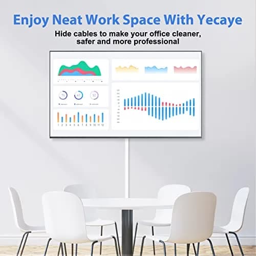 Yecaye White Cord Hider Kit 3.6m (113in) | Conceals 2 Small Wires for Home & Office thumbnail 3