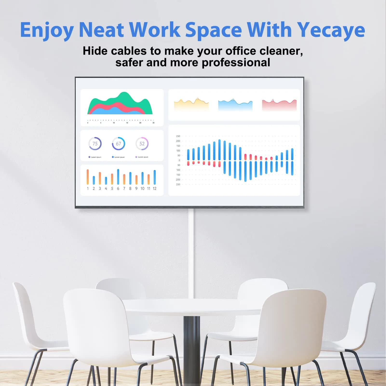 Yecaye White Cord Hider Kit 3.6m (113in) | Conceals 2 Small Wires for Home & Office - view 3