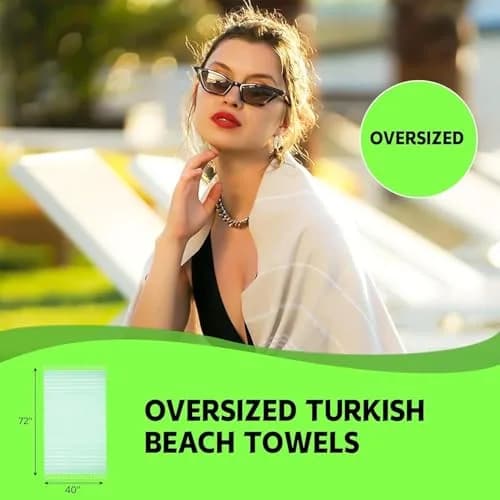 HAVLULAND Turkish Beach Towel Oversized Set of 6 | Quick-Dry & Sand Free (72x40) thumbnail 7