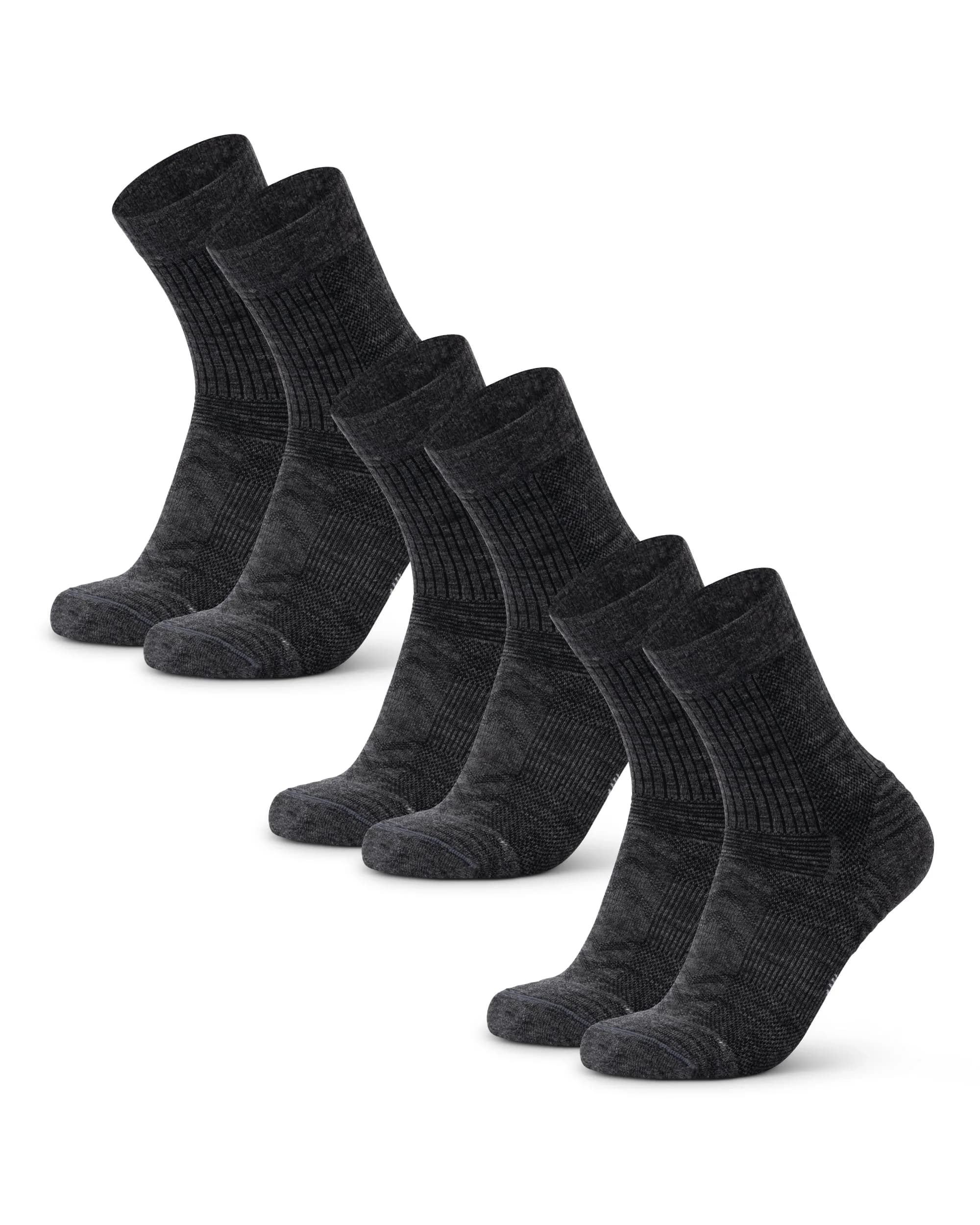 DANISH ENDURANCE Merino Wool Hiking Socks, Large | Breathable & Supportive for Summer Trails — Grey