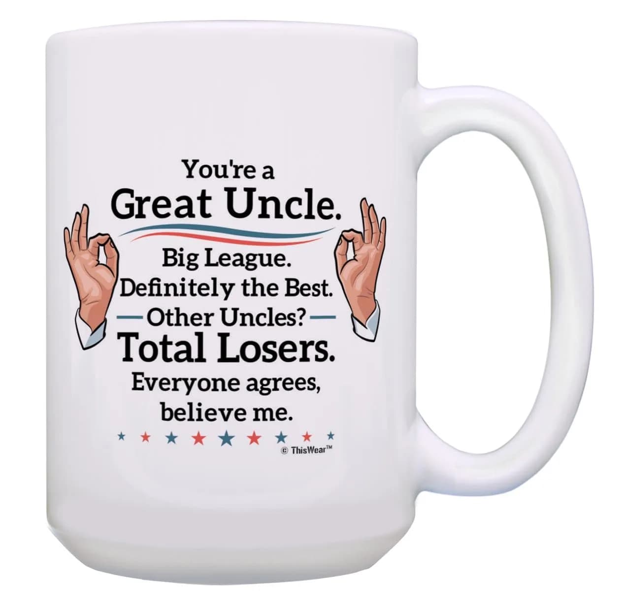 ThisWear Great Uncle Everyone Agrees 15oz Coffee Mug | Classic Ceramic Mug for Daily Use — 15oz - Uncle