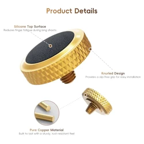 JJC Camera Soft Shutter Release Button for Fuji Fujifilm Leica Nikon Sony | Comfortable Copper & Leather thumbnail 5