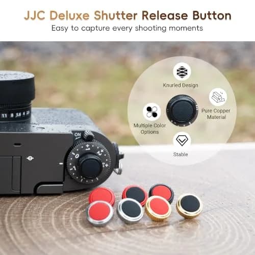 JJC Camera Soft Shutter Release Button for Fuji Fujifilm Leica Nikon Sony | Comfortable Copper & Leather thumbnail 2
