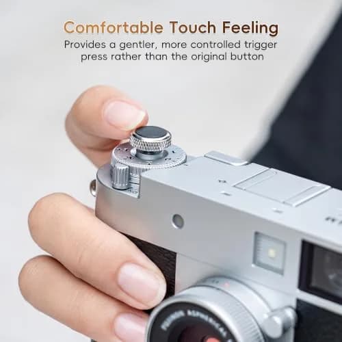 JJC Camera Soft Shutter Release Button for Fuji Fujifilm Leica Nikon Sony | Comfortable Copper & Leather thumbnail 4