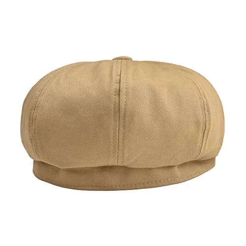 BOTVELA Men's 100% Cotton Newsboy Flat Cap | Khaki, 7 7/8 (62.5 cm) - view 4